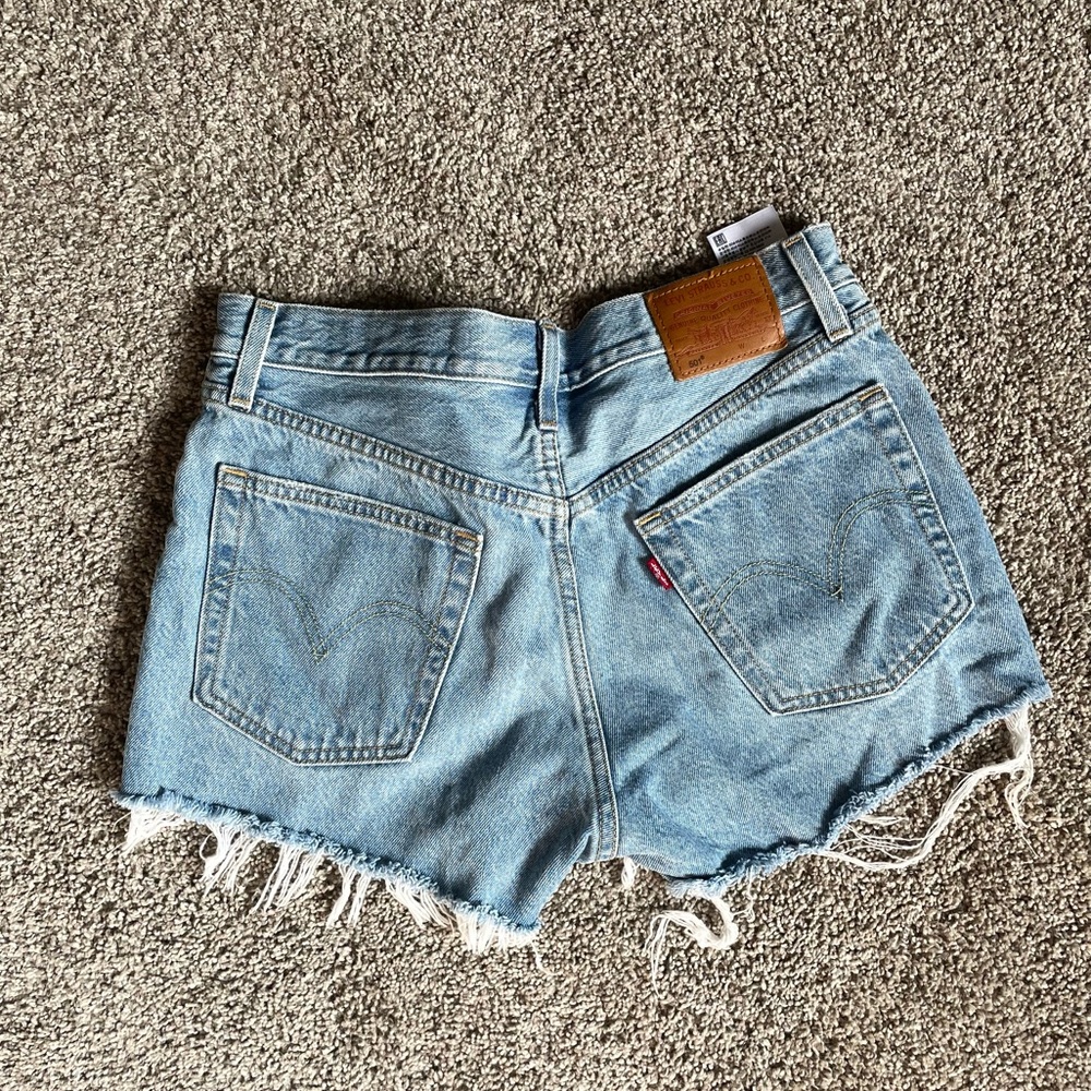 Levi’s 501 High Rise Distressed Denim Shorts